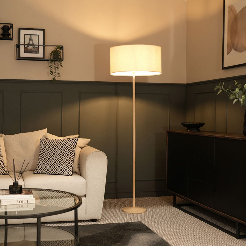 Monhollan 140cm Traditional Floor Lamp Set, Yes, Cream