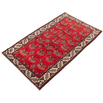 One-of-a-Kind 5'8" X 9'9" 1980s Wool Area Rug in Red