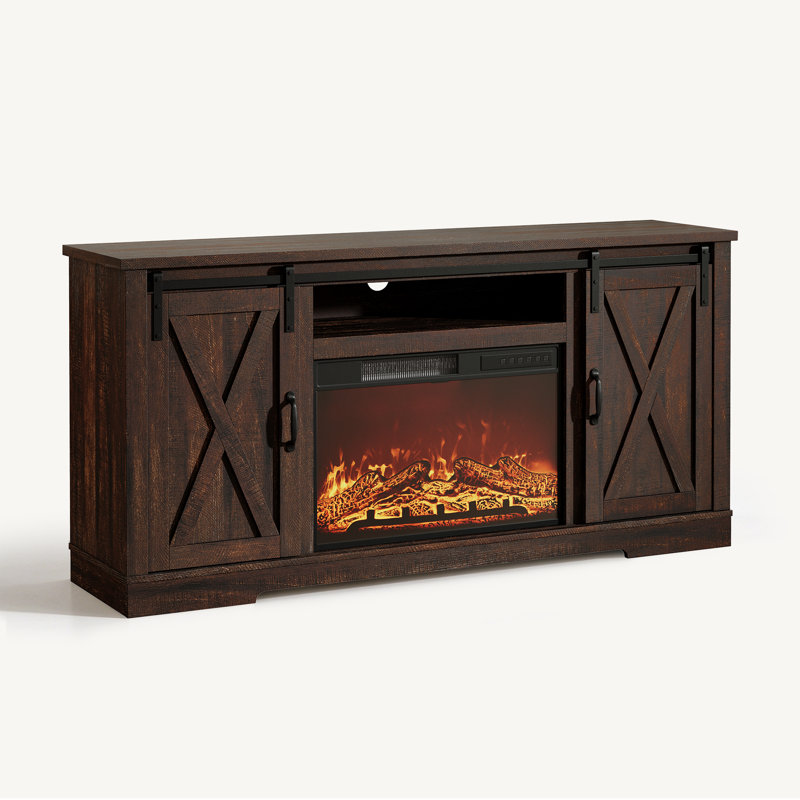 Meuble télé Chiara pour téléviseur de 75 po ou moins avec armoires Chiara, Brun