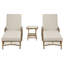 Chaises longues de patio en osier 3 pièces avec table d'appoint et coussins beiges Kyla
