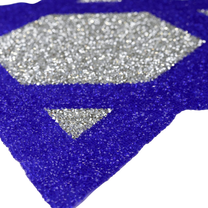Sparkles Home Star of David Rhinestone Placemat | Blue Silver | Non-Slip Polypropylene Plastic Mat