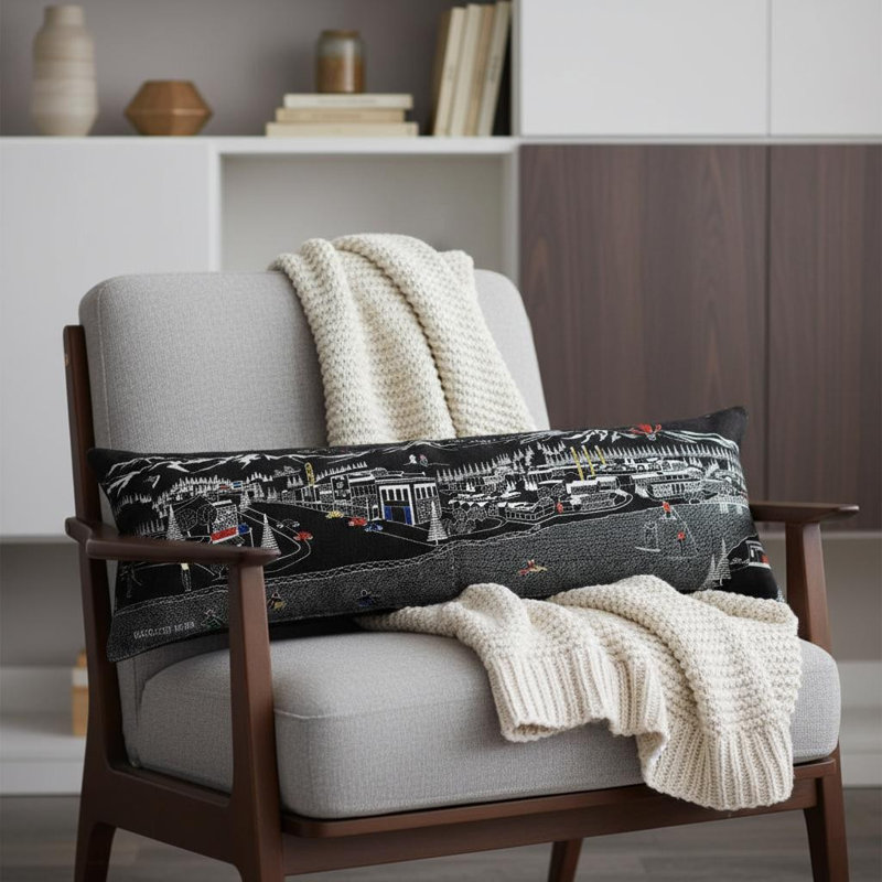 Coussin lombaire 14 "x 35" London, Gris, 14 po x 45 po, London Daylight