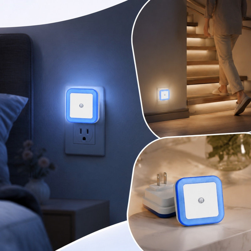 Sac en polyester, veilleuse DEL à prise américaine avec capteur de lumière intelligent, lampe de nuit automatique, veilleuse murale économique pour chambre, couloir, salle de bain, 4 couleurs disponibles