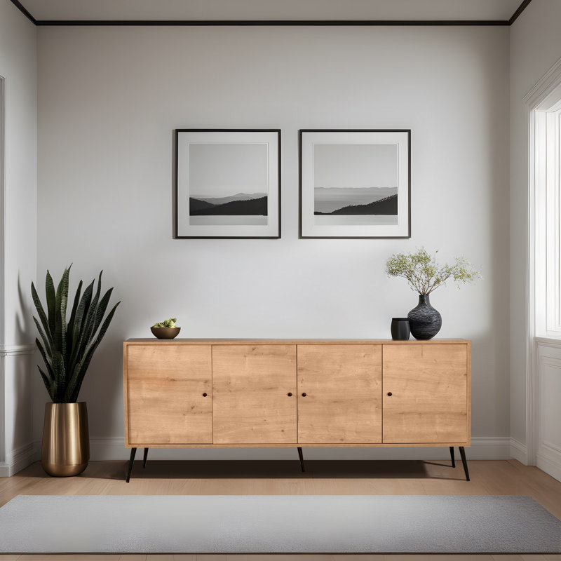 Elegant Console Table with Metal Legs, Oak & Black Finish, 70.9 x 31.9 x 13.8 inches | 100% Melamine Coated Particle Board, Sturdy Design, Perfect for Entryway & Living Room, Stylish & Functional Home Decor