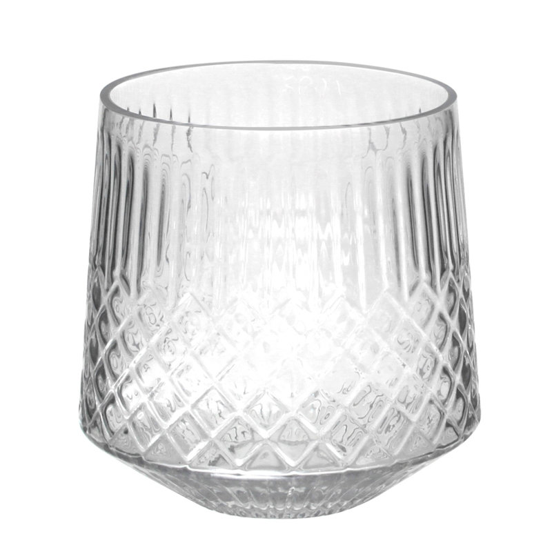 Clear Diamond And Ribbed Pattern Vase, 6.30" H x 3" W x 5.50" D