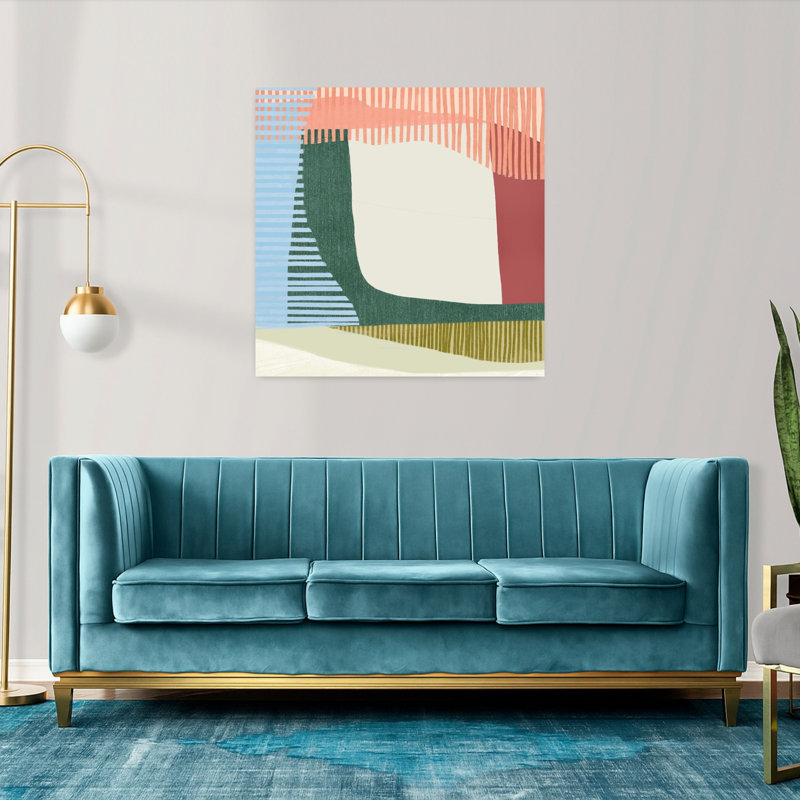 Vagues de rayures colorées II, art mural contemporain abstrait, H 36 po x l 36 po