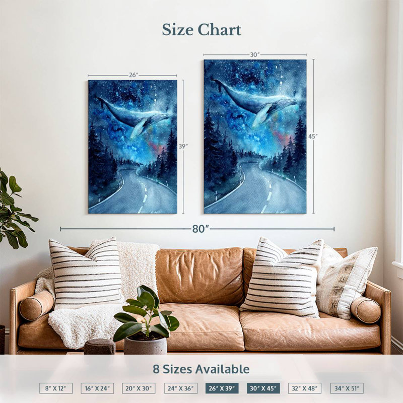 Kelan Night Flying Whale, 39" H x 26" W
