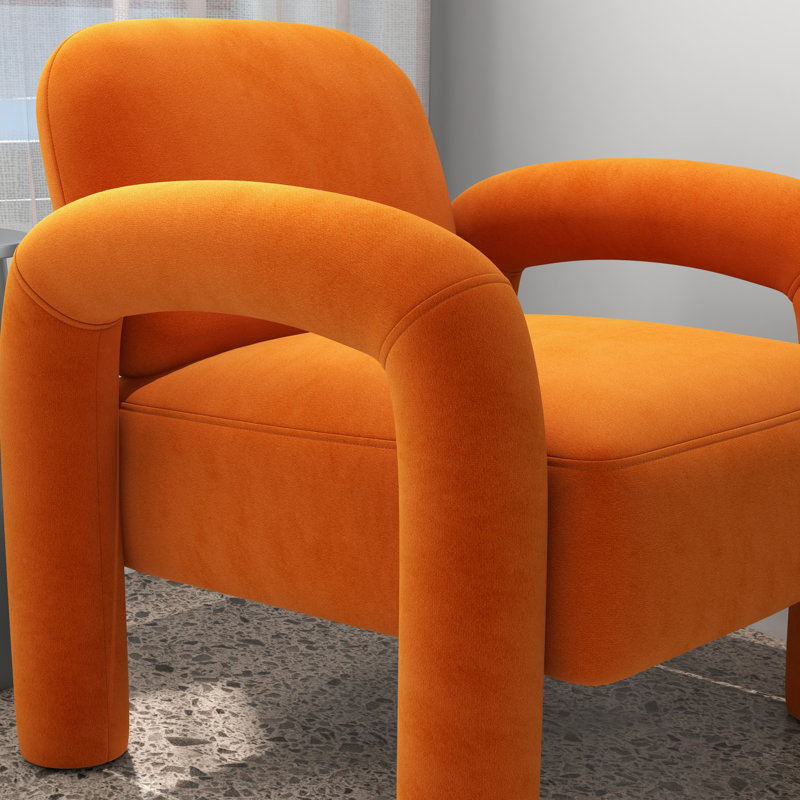 Fauteuil Iryanna, Velours orange, 1