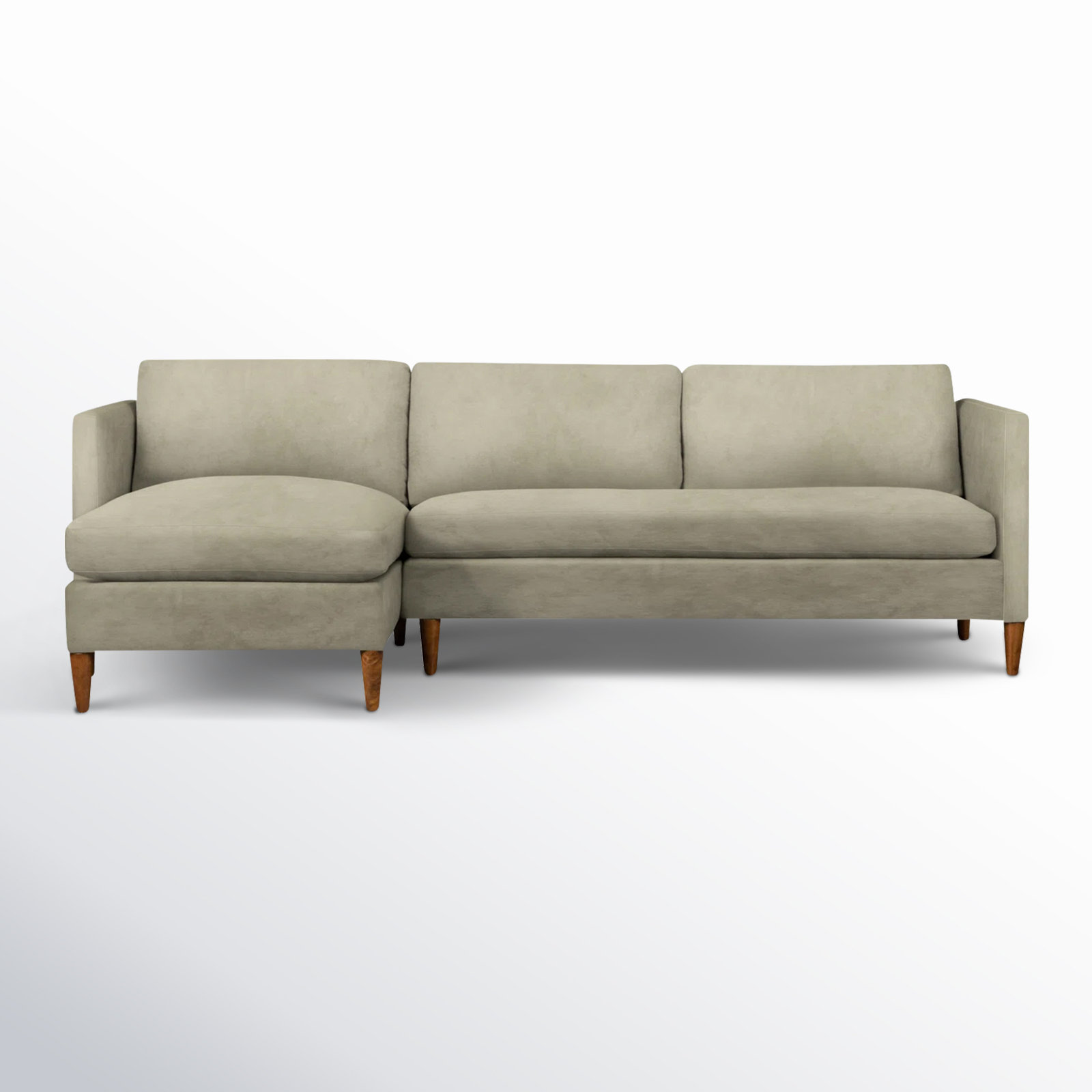 Clifford 2-Piece Sectional with Sinuous Springs and Feather Blend Cushions, Left Hand Facing, Bella Beach Performance Velvet