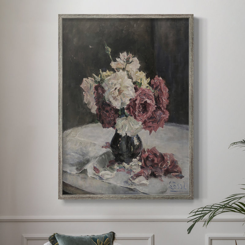 Impression encadrée vintage avec imprimé floral Lxxi - bois massif, H 21 po x l 17 po