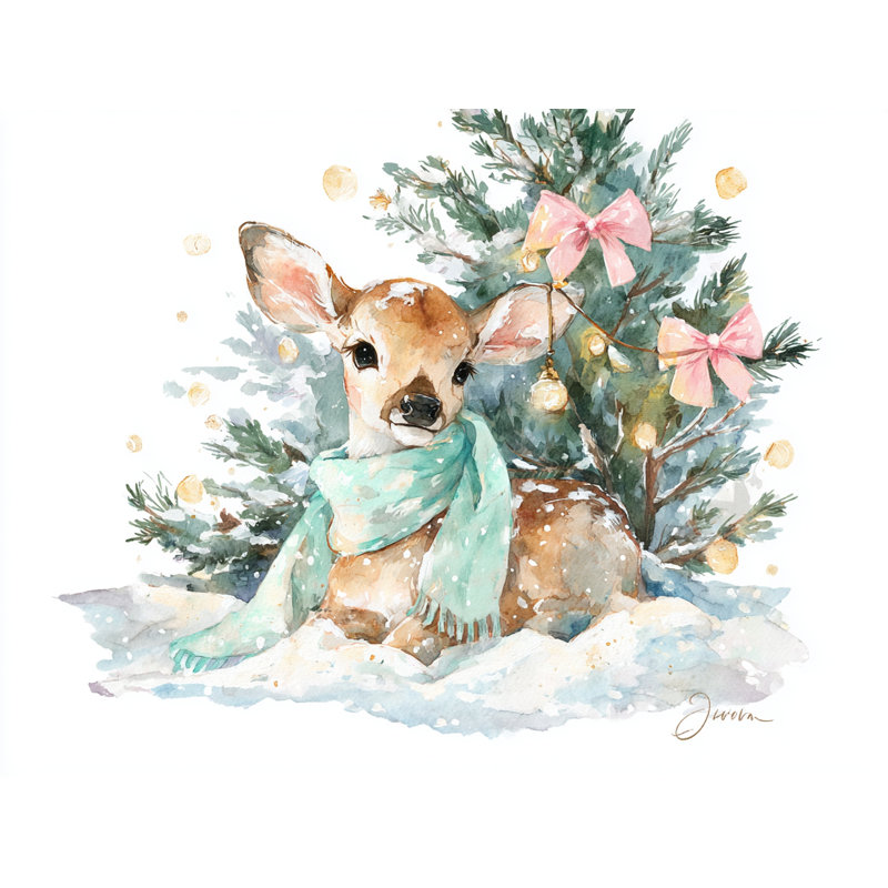 Art mural sur toile Cozy Fawn par Festive Tree