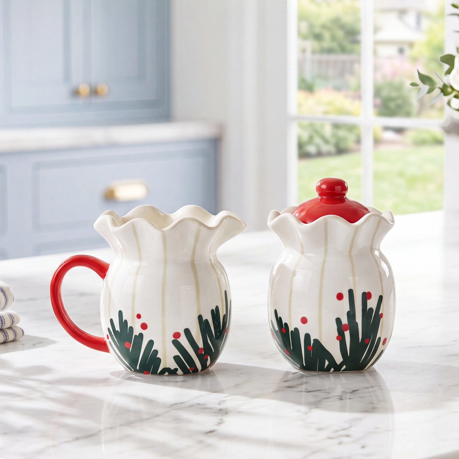 Ceramic Sugar and Creamer Set