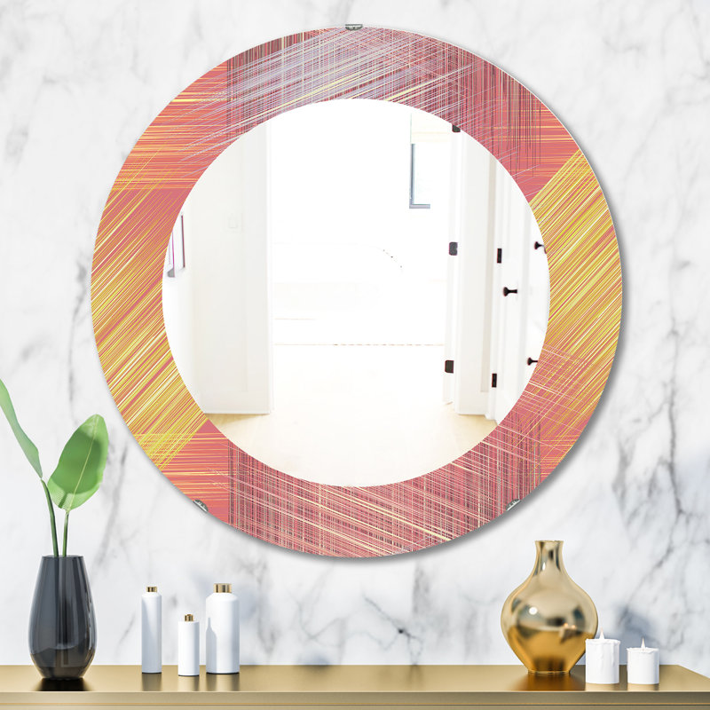 Miroir mural rayé moderne, H 31,5 po x l po