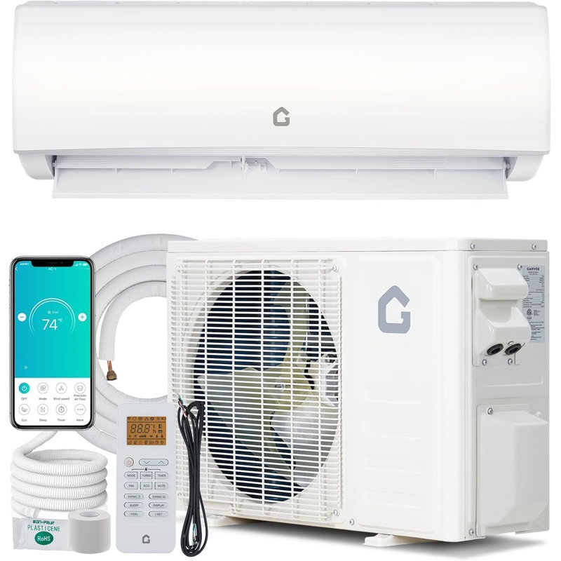 Climatiseur et pompe à chaleur à deux blocs sans conduit 24 000 BTU ultra-efficace