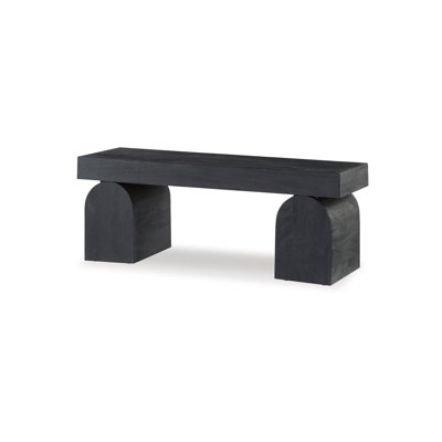 Banc d'appoint, 50 po, effet sablé surdimensionné, bois massif noir