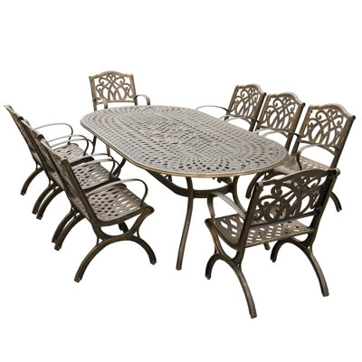 Kohlera Oval 8 - Person 95" Long Aluminum Dining Set by Charlton Home