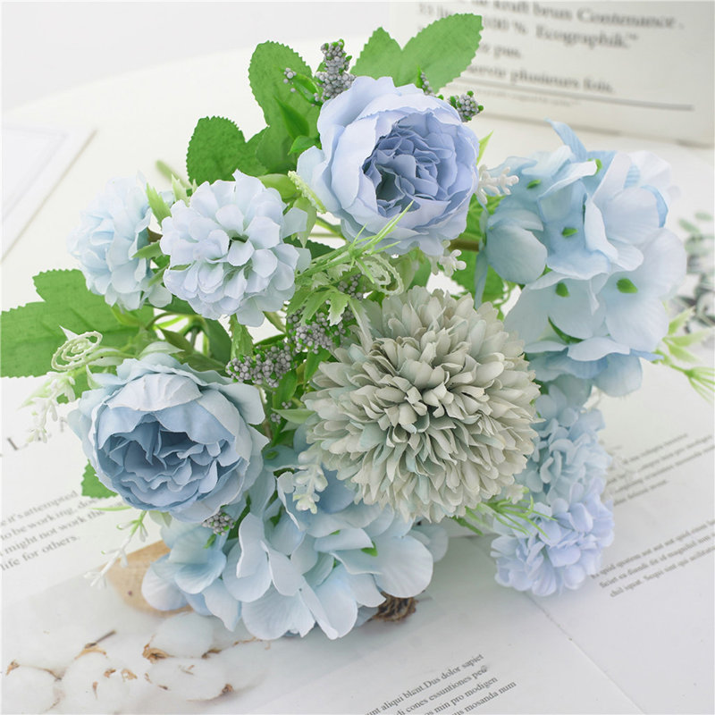 2 PCS fleurs de pivoines artificielles fausses pivoines bouquet d'hortensias pour pièce maîtresse décoration de fête de mariage