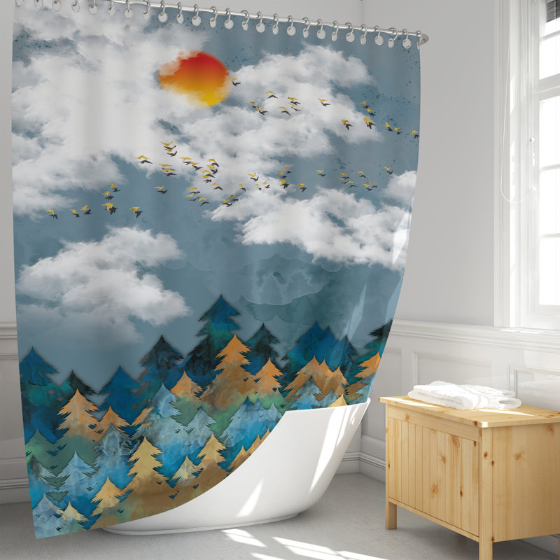 Rideau de douche simple + crochets, H 93 po x l 70 po