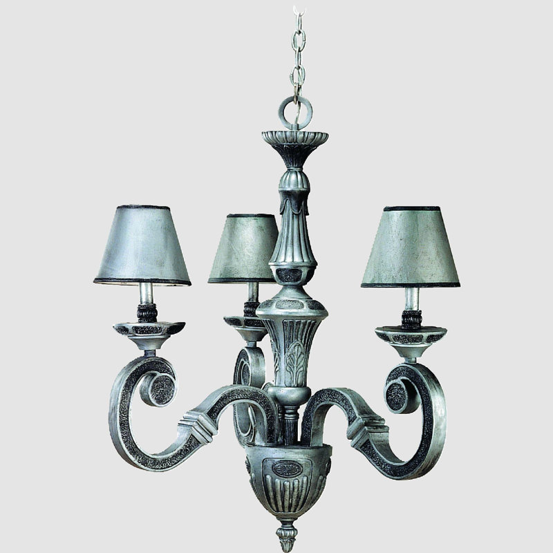  Lustre candélabre à 3 lumières avec abat-jours en papier martelé classique et traditionnel Azazel 1133-89