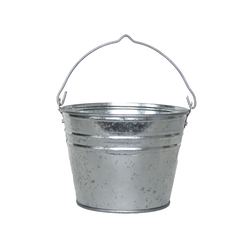 Zinc Bucket, 19.5cm H x 24cm W x 24cm D