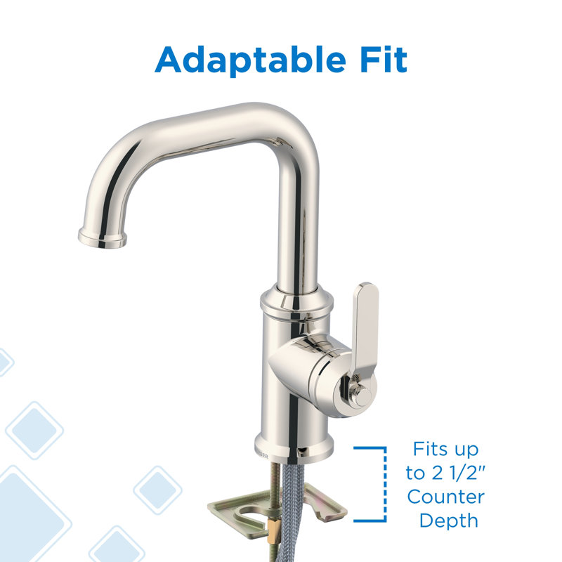 Kinzie Single Handle Single Hole Bathroom Faucet with Metal Touch Down Drain Included, Polished Nickel