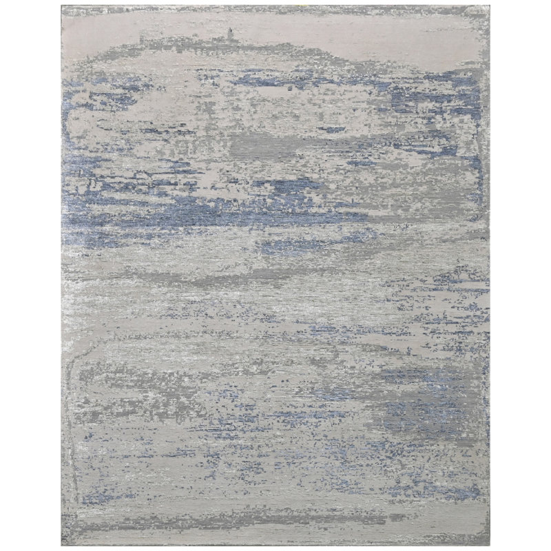 High-Quality Hand-Knotted Silver And Grey Area Rug