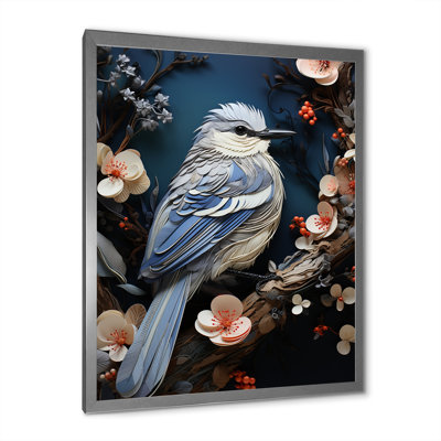 Oiseau nid surréel sur fleurs I - décoration murale oiseau