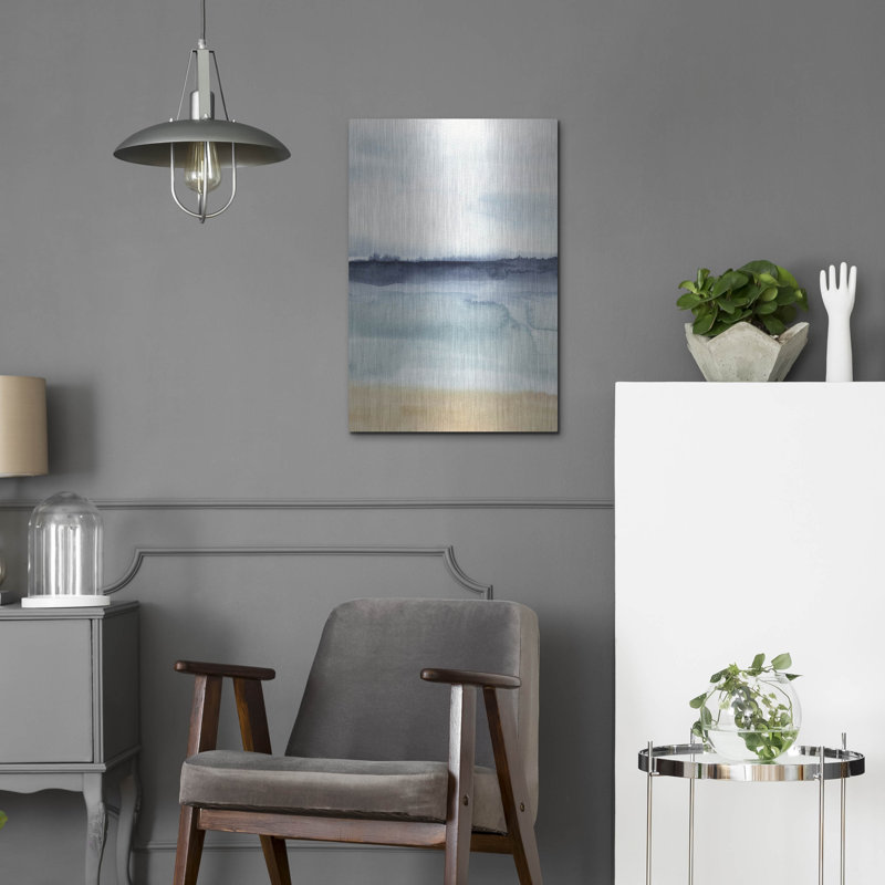  «Watercolor Ocean Horizon 1» par Annie Warren, art mural en métal, H 24 po x l 16 po