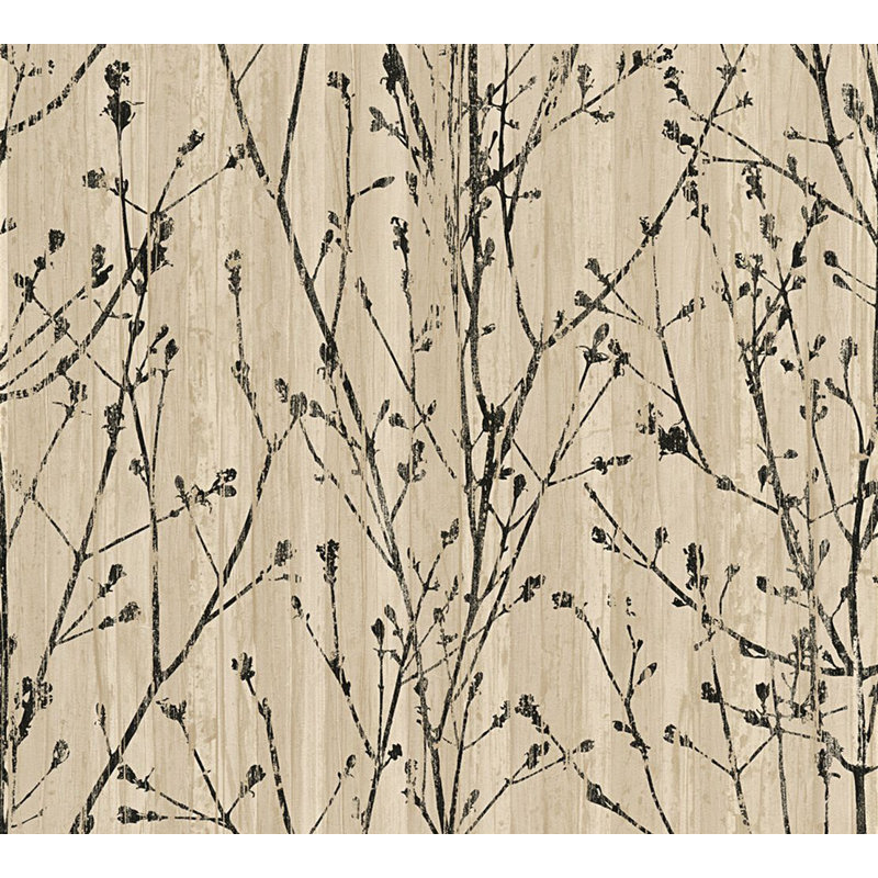 Rouleau de papier peint floral et botanique 33 pi x 21 po tropical atmosphère Culler, Beige
