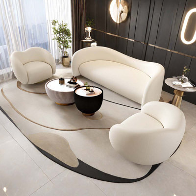 White Leisure Sofa Combo Set Meeting Business Sofa by Orren Ellis