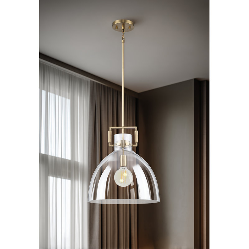 Luminaire suspendu en forme de dôme à 1 lumière Miami, Or antique
