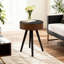 Table de chevet ronde de 15,7 pouces, pieds en bois massif, espaces étroits, salon principal, finition brune et noire, construction, routine d'installation simple, combinaison de couleurs, table,