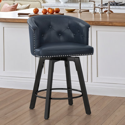 26"Swivel Upholstered Counter Stool With Metal Frame