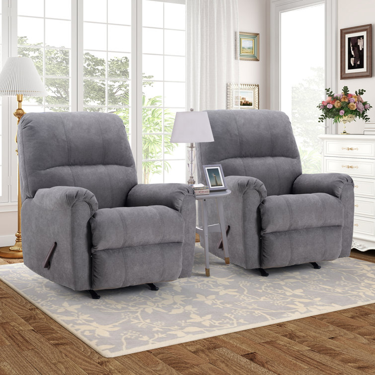 Etly 34.1" Wide Modern and Overstuffed Upholstered Manual Rocker Recliner (Set Of 2)