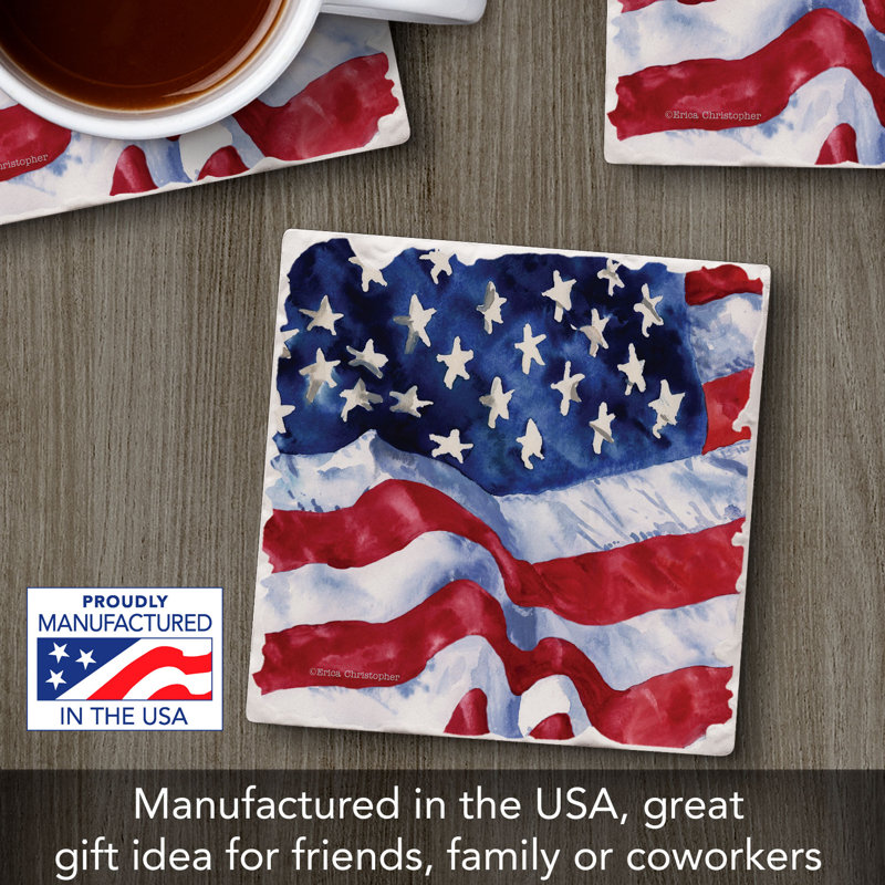 Waving Flag Single Tumbled Tile Coaster Create Your Own Collection