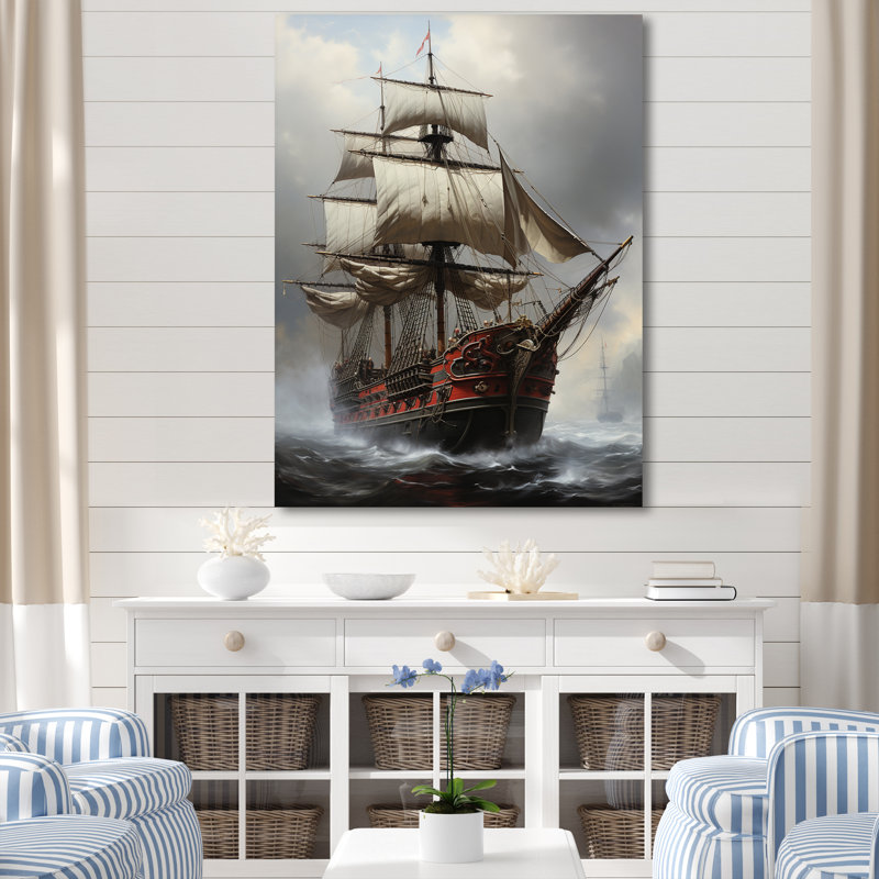 Bateau fantôme pirate 2 - art mural pirate, H 20 po x l 12 po x P 1 po, Toile tendue