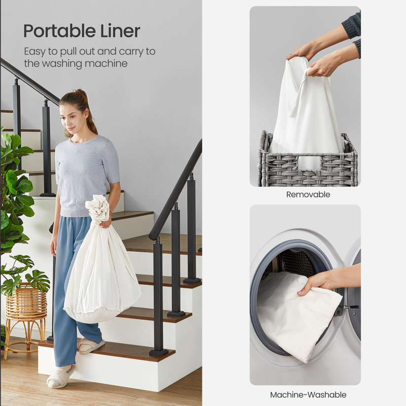 Plastic Laundry Basket, Grey