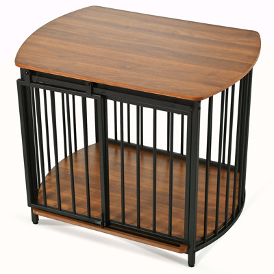 GO 31.5" Furniture Style Dog Crate For Small And Medium Dogs, Wooden Cage Indoor Kennel Furniture, Modern Dog Crate End Table With Double-Doors