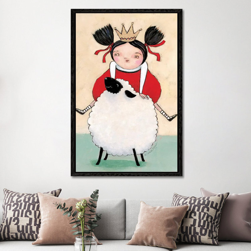 Ewe Ride 1 Piece Painting on Canvas, 152.4cm H x 101.6cm W x 3.81cm D, Black Floater Framed