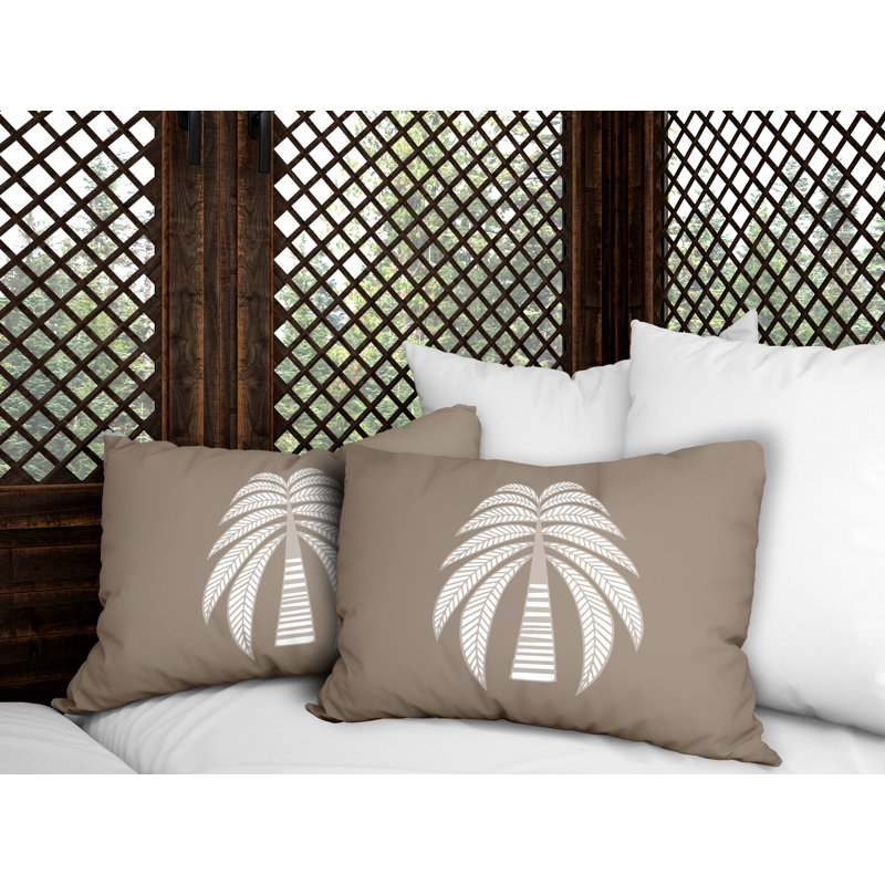 Polyester / Mélange de polyester Housse de coussin rectangulaire intérieure / extérieure lombaire et insert, Beige