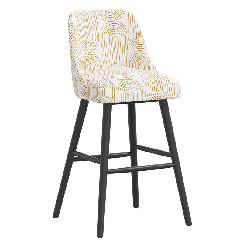 Tabouret de bar et de comptoir Gallie, Bois noir, Moutarde, oblong, Tabouret de bar (siège d'une hauteur de 31 po)