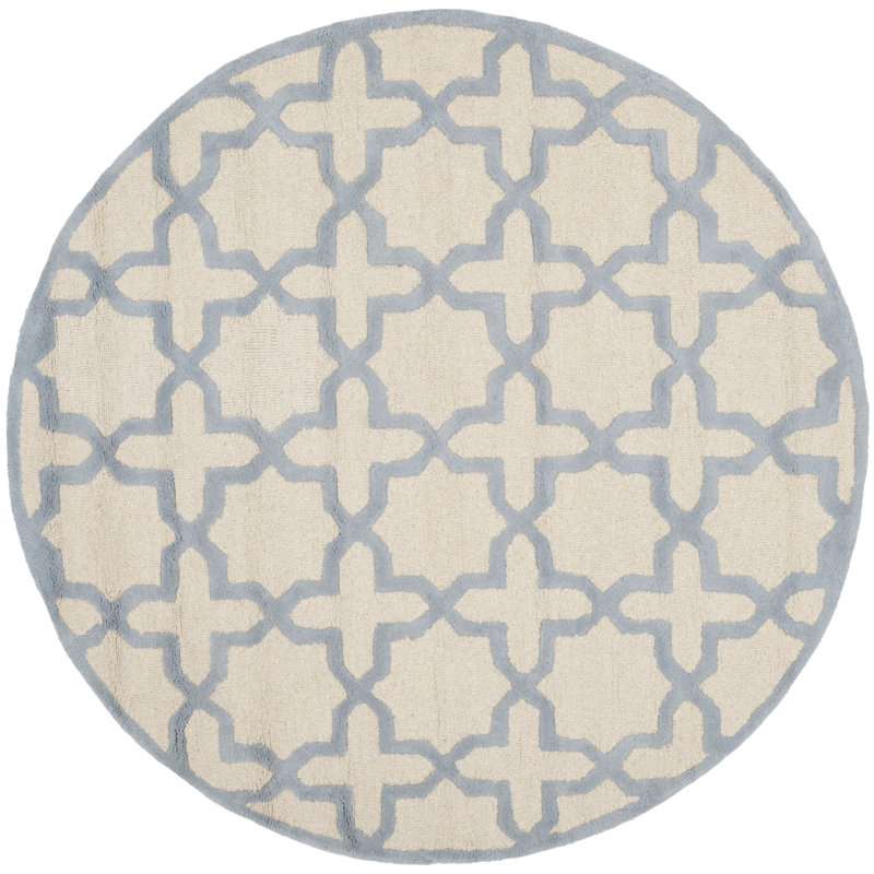 Igna Hand Tufted Wool Geometric Rug, Round 6'