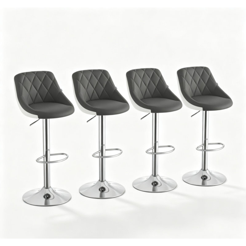 Dequay Swivel Bar Stool, Grey/White, 4