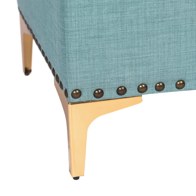 Banc de rangement avec repose-pieds Tiarnna, Acier bleu sarcelle