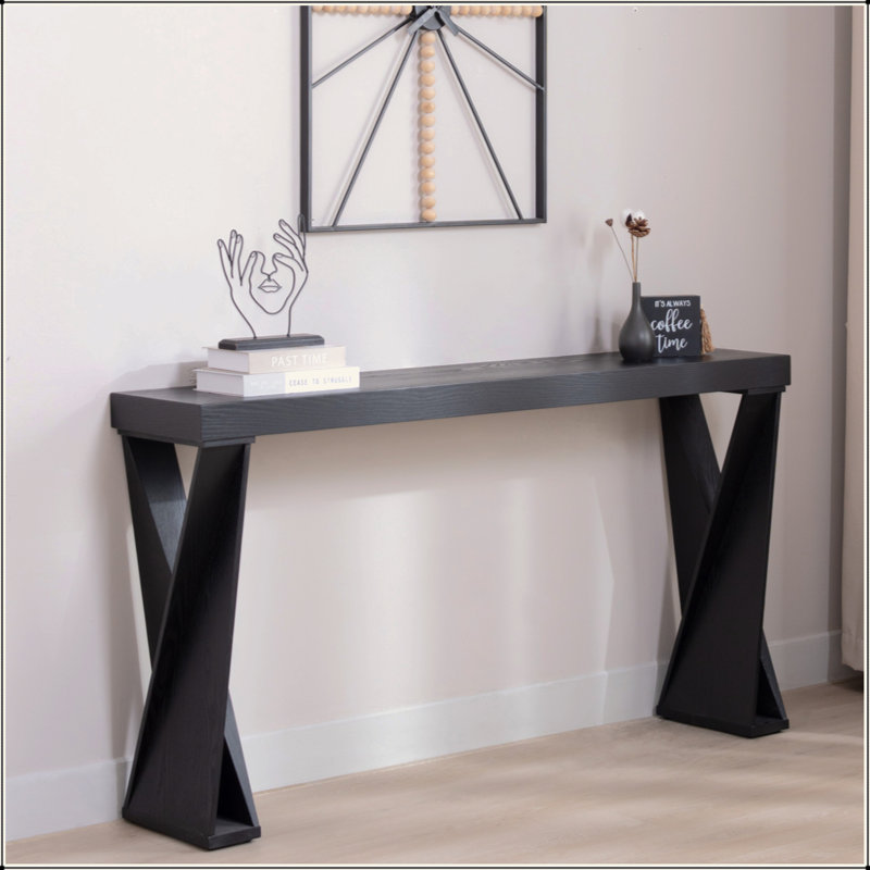 Console moderne - table d'entrée étroite 58,3 po, canapé en bois manufacturé avec pieds croisés pour le couloir, le salon ou le bureau