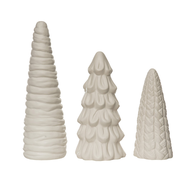 Dolomite 12.5 in. White Christmas Tree Set of 3