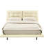 Cadre de lit blanc grand avec lumières DEL, lit flottant rembourré, conception à boutons. Couvre les pieds, commande à distance pour une chambre à coucher tranquille, structure stable et plateforme en cuir PU à utilisation silencieuse-2042301987