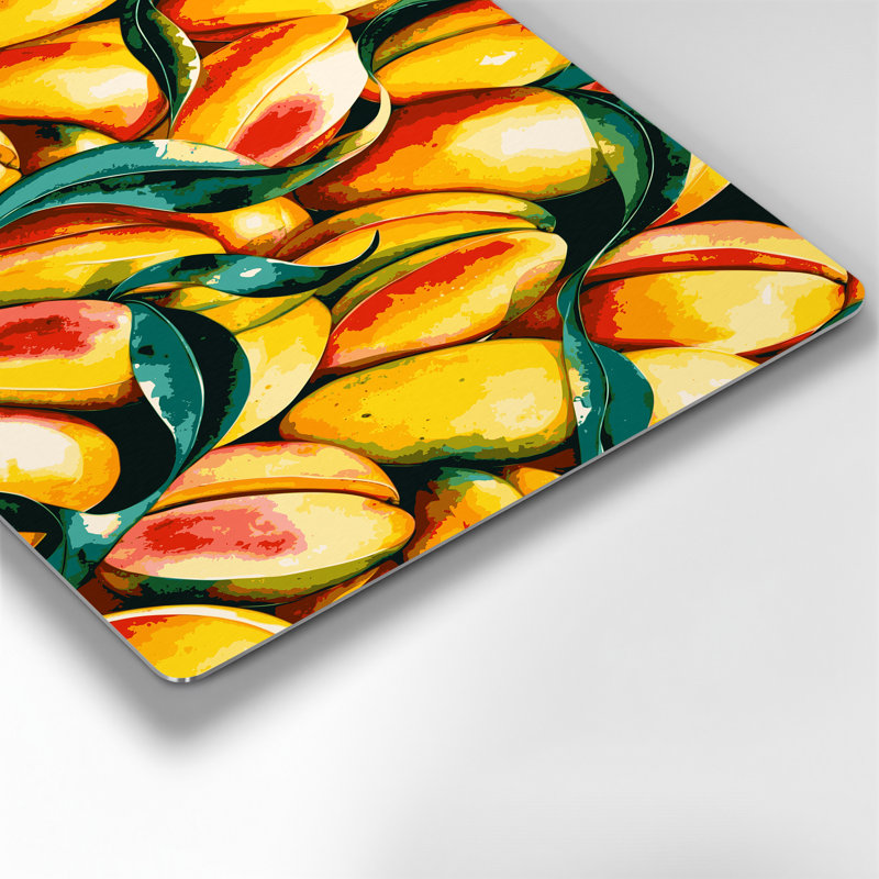 Art mural en métal jaune mangue fruit, H 11 po x l 14 po