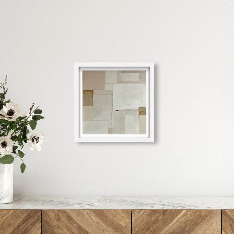 Vanilla II Shadowbox Abstract Print by Oliver Gal, Black Frame, 12 x 12, 13.5"H x 13.5"W, White Shadowbox