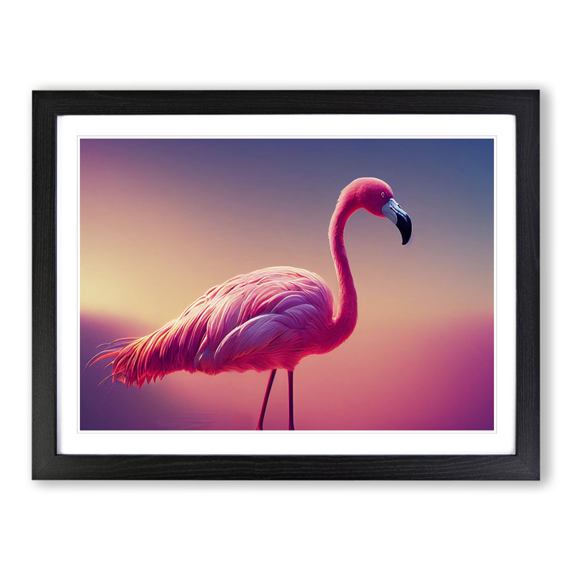 Enviable Flamingo - Single Picture Frame Print, Black, 25cm H x 34cm W